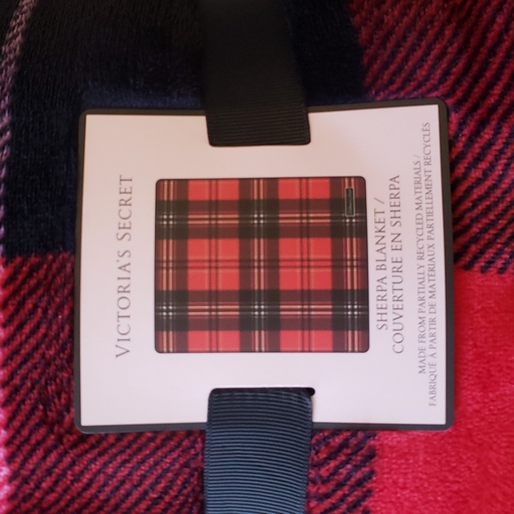 Victoria's Secret red plaid sherpa blanket - Picture 2 of 3